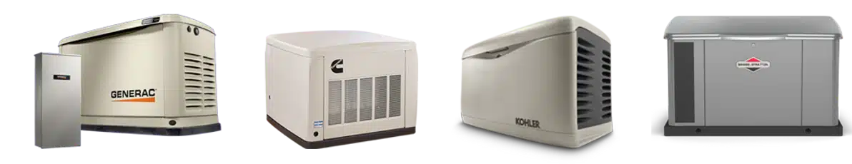 Standby generator units from Generac, Cummins, Kohler, and Briggs and Stratton